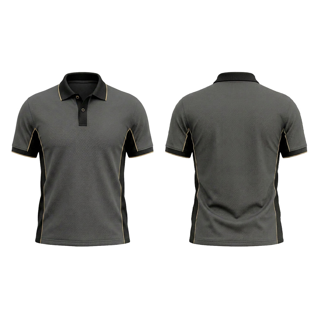 Custom Charcoal Gold Accent Office Polo Shirt