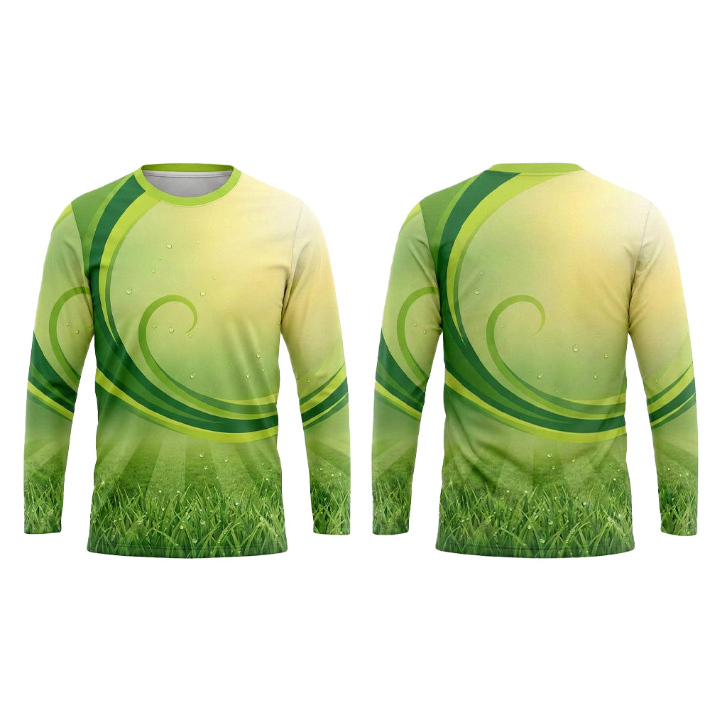 Custom Lime Swirl Grass Lawn Care Uniform Shirt