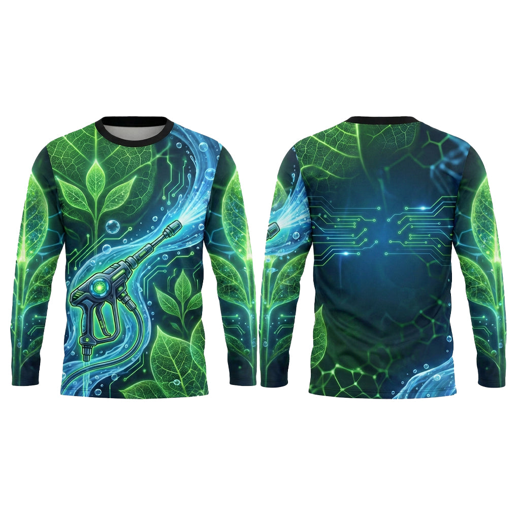 Custom Navy Splash Performance Pressure Washing Shirt