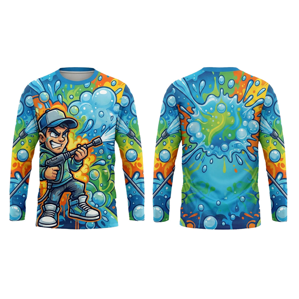 Custom Concrete Wash Performance Pressure Washing Shirt