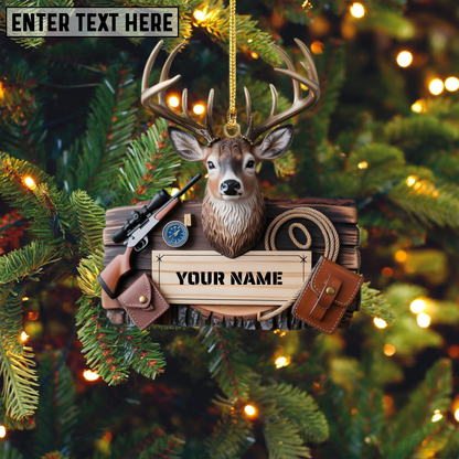 MollyTee Custom Name Deer Hunter Ornament, Hunting Lover Christmas Gift - image 4