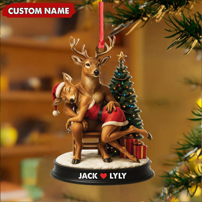 MollyTee Personalized Acrylic Deer Couple Christmas Ornament - Romantic Holiday Decor for Couples & Wildlife Lovers - image 2