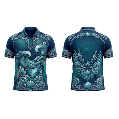 Custom Seafood Wave Restaurant Uniform Shirt