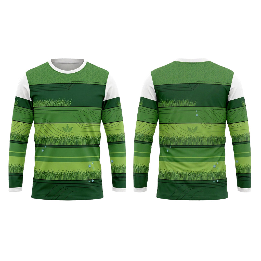 Custom Green Grass Band Lawn Care Uniform Shirt