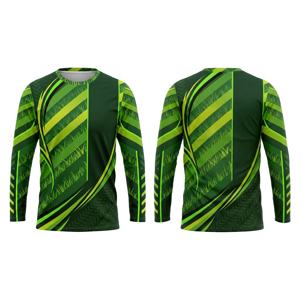 Custom Green Turf Stripe Landscaping Uniform Shirt