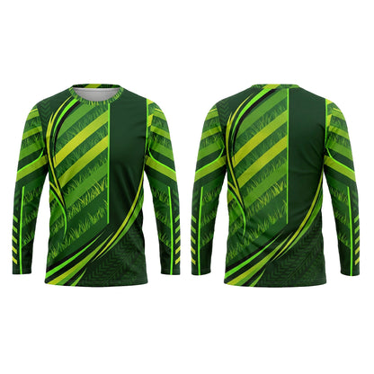 Custom Green Turf Stripe Landscaping Uniform Shirt