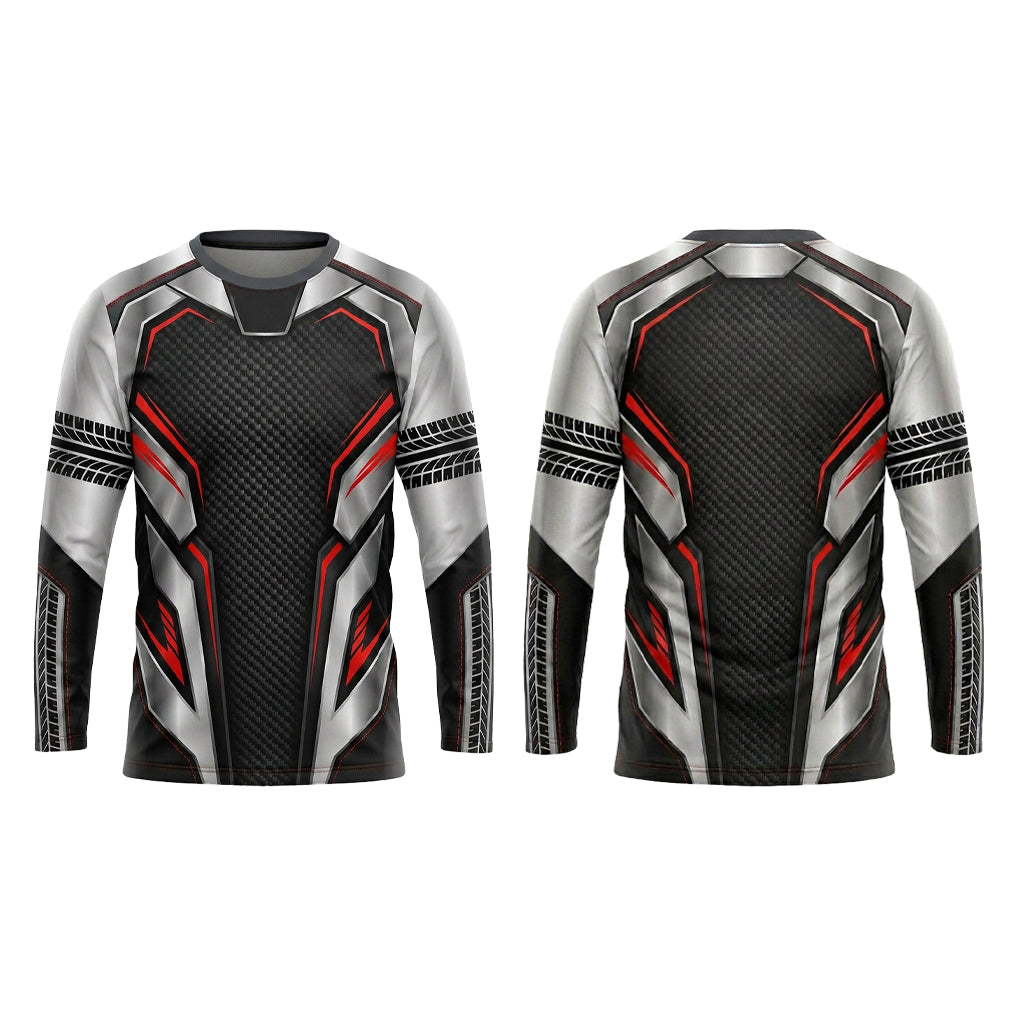 Custom Red Carbon Racing Automotive Work Uniform Shirt