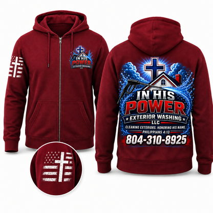 Custom In His Power Exterior Washing Red Appeal Pressure Washing Shirt
