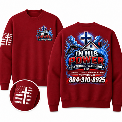 Custom In His Power Exterior Washing Red Appeal Pressure Washing Shirt