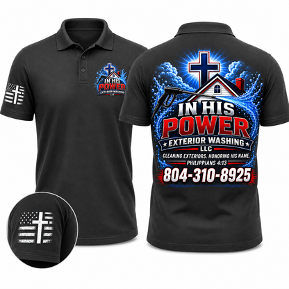 Custom In His Power Exterior Washing Black Appeal Pressure Washing Shirt