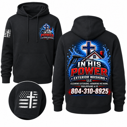 Custom In His Power Exterior Washing Black Appeal Pressure Washing Shirt
