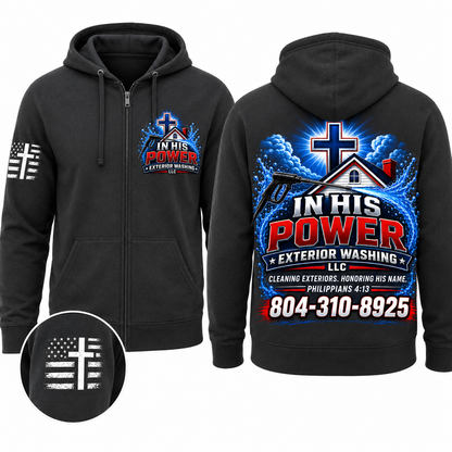 Custom In His Power Exterior Washing Black Appeal Pressure Washing Shirt