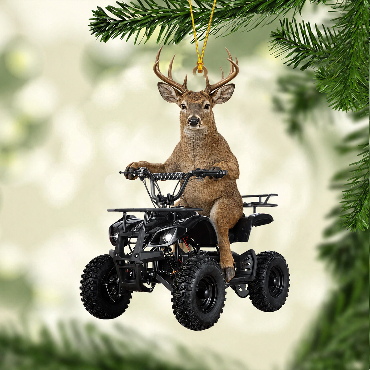 MollyTee Hunting Deer Riding ATV Customized Name 3D-Look Keychain And Ornament - image 1