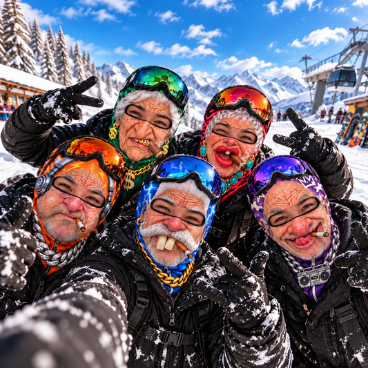 MollyTee Funny Hip Hop Grandpa Grandma Ski Mask (5 Faces)
