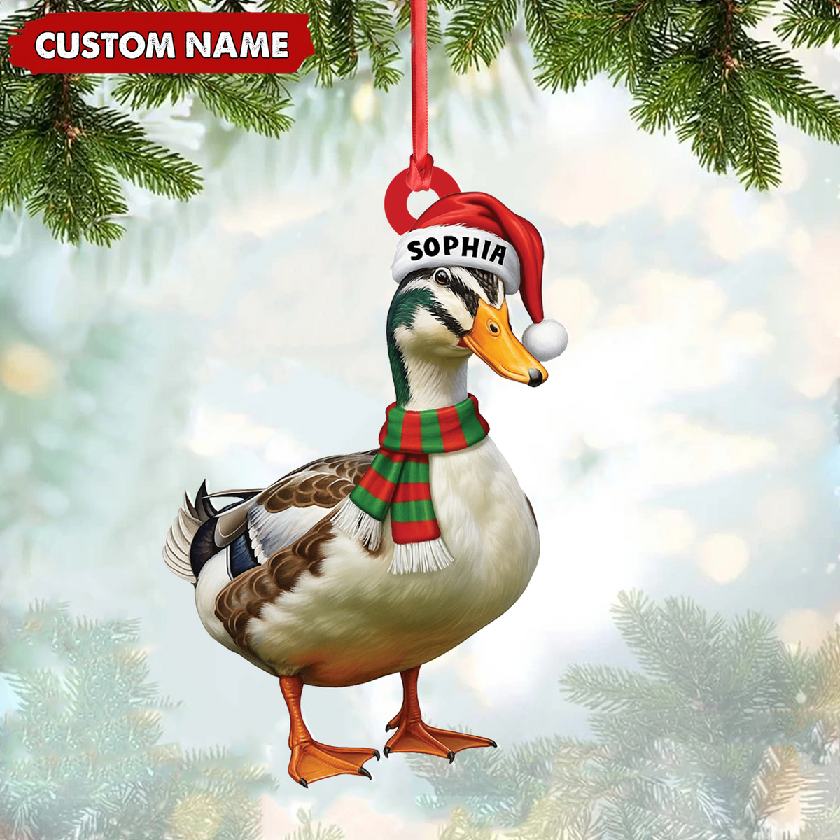 MollyTee Personalized Duck Acrylic Christmas Ornament - Custom Name Holiday Acrylic Gift for Hunters - image 1