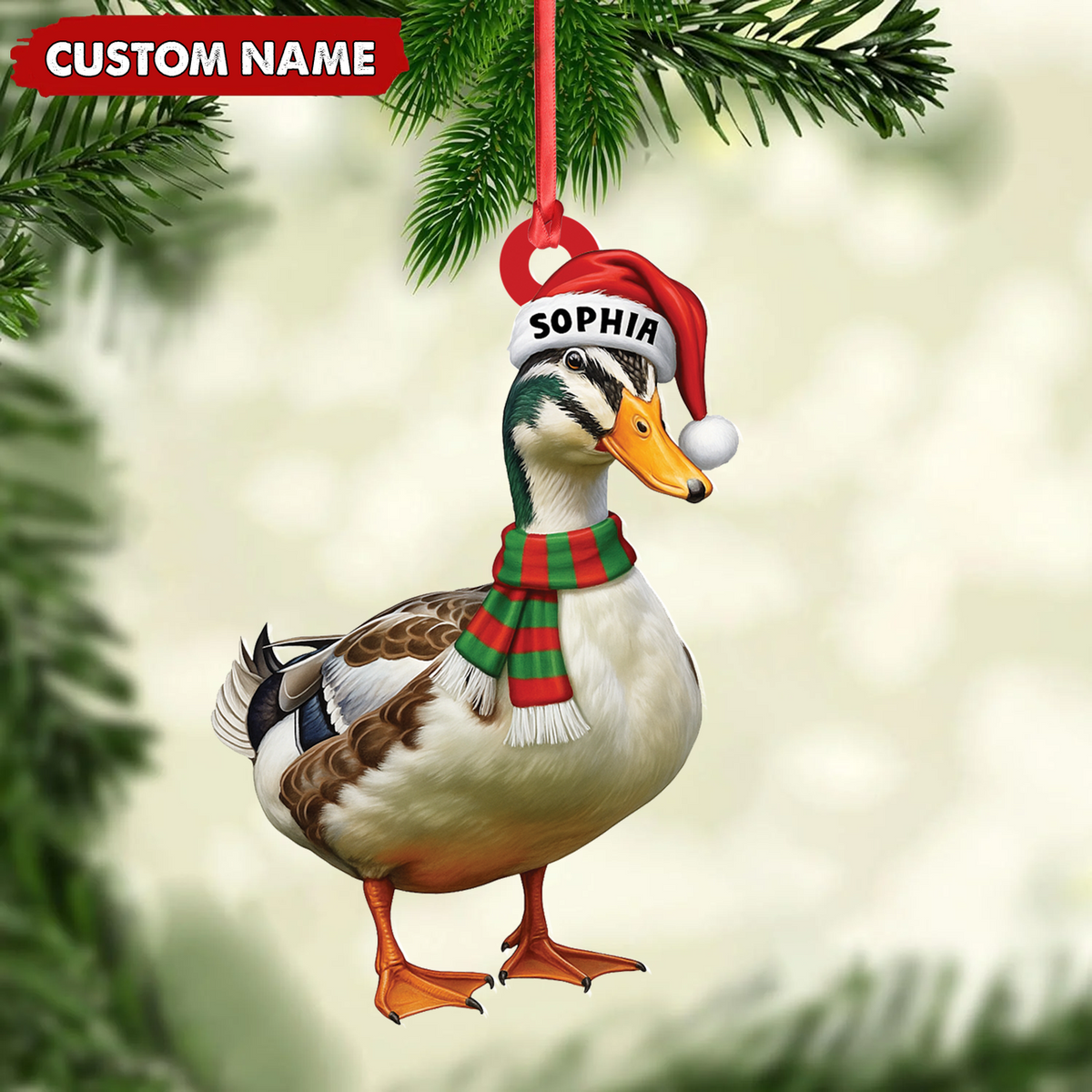 MollyTee Personalized Duck Acrylic Christmas Ornament - Custom Name Holiday Acrylic Gift for Hunters - image 3
