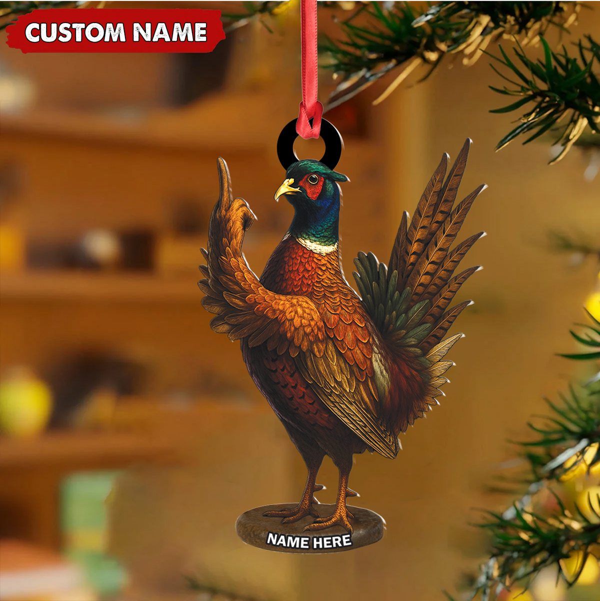 MollyTee Personalized Funny Pheasant Acrylic Ornament - Custom Christmas Gift for Hunters & Bird Lovers - image 3