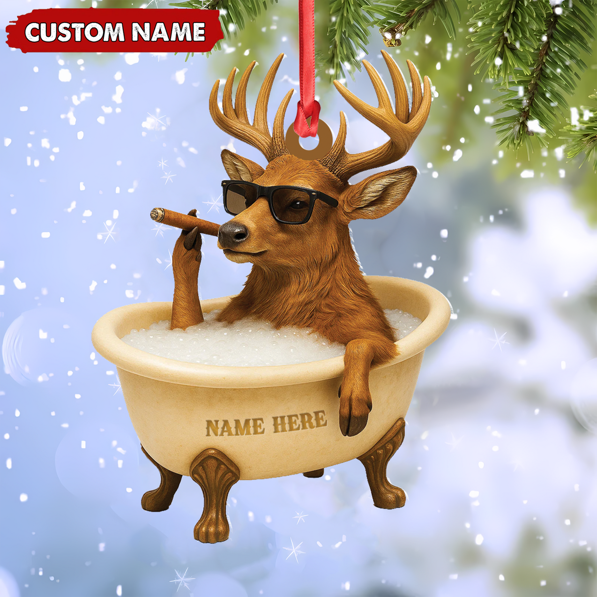 MollyTee Personalized Funny Deer Bathtub Ornament, Cool Buck Relaxing Christmas Decor, Unique Gag Gift for Hunters and Men - image 7