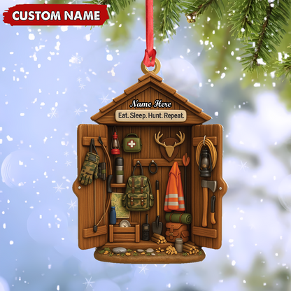 MollyTee Personalized Hunter Gear Acrylic Ornament - Custom Name - Sleep Hunt Repeat Christmas Gift for Hunters - image 2