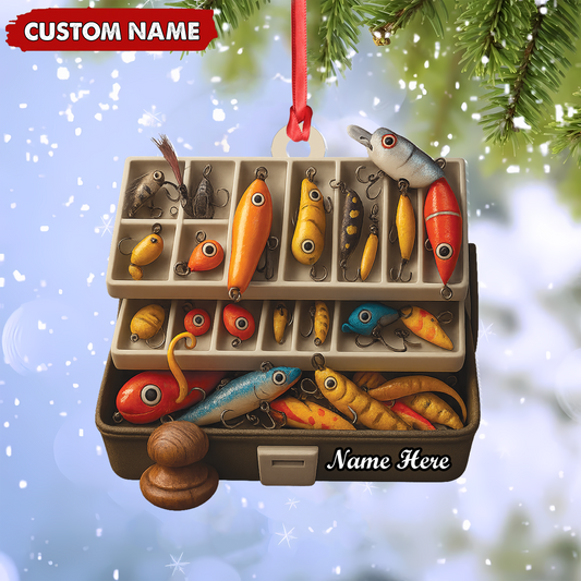 MollyTee Personalized Fishing Tackle Box Acrylic Ornamen - Custom Name Christmas Ornament for Fishermen, Anglers & Outdoor Lovers - image 2