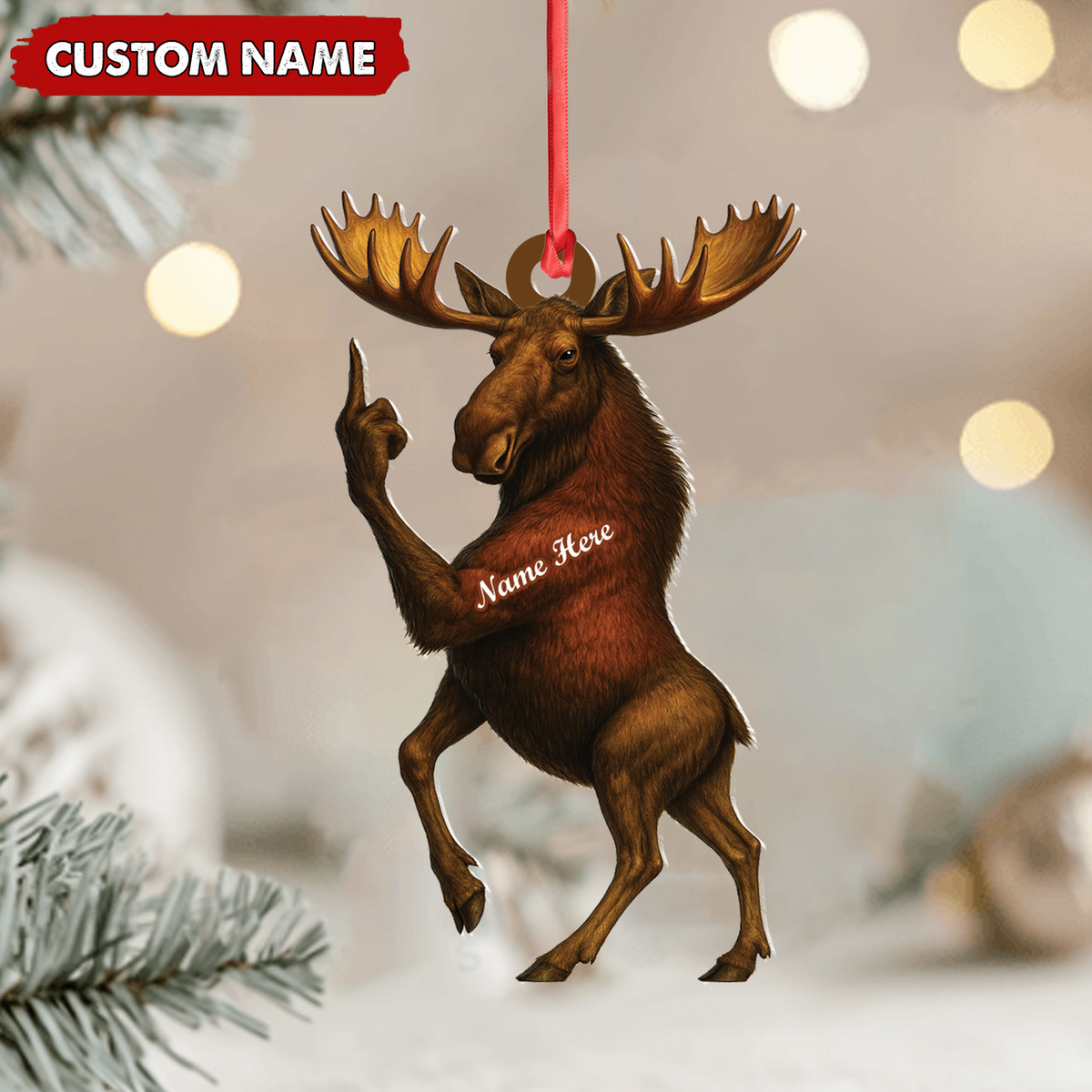 MollyTee Personalized Funny Moose Acrylic Christmas Ornament And Keychain- Custom Decoration Holiday Gift for Hunters 2D Flat - image 5