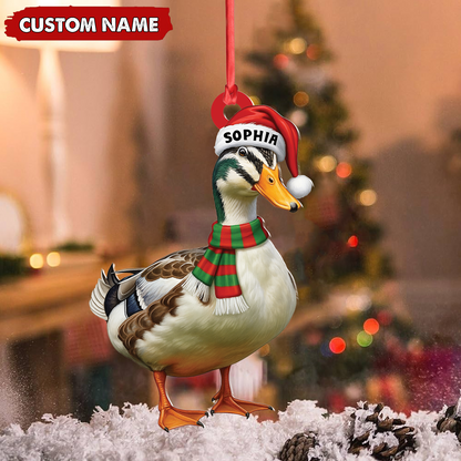 MollyTee Personalized Duck Acrylic Christmas Ornament - Custom Name Holiday Acrylic Gift for Hunters - image 2
