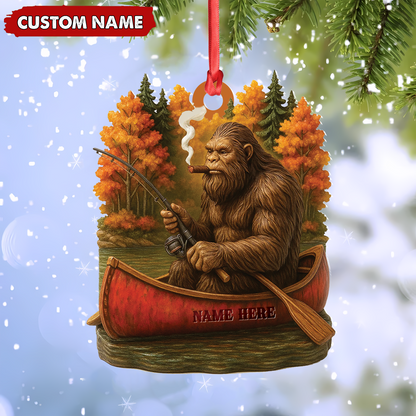 MollyTee Personalized Bigfoot Fishing Ornament, Funny Sasquatch in Canoe Christmas Decor, Unique Gift for Fishermen and Outdoor Lovers - image 4