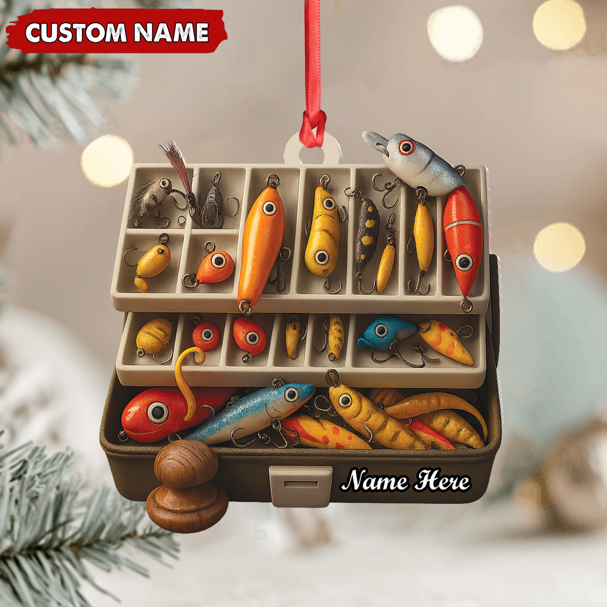 MollyTee Personalized Fishing Tackle Box Acrylic Ornamen - Custom Name Christmas Ornament for Fishermen, Anglers & Outdoor Lovers - image 3