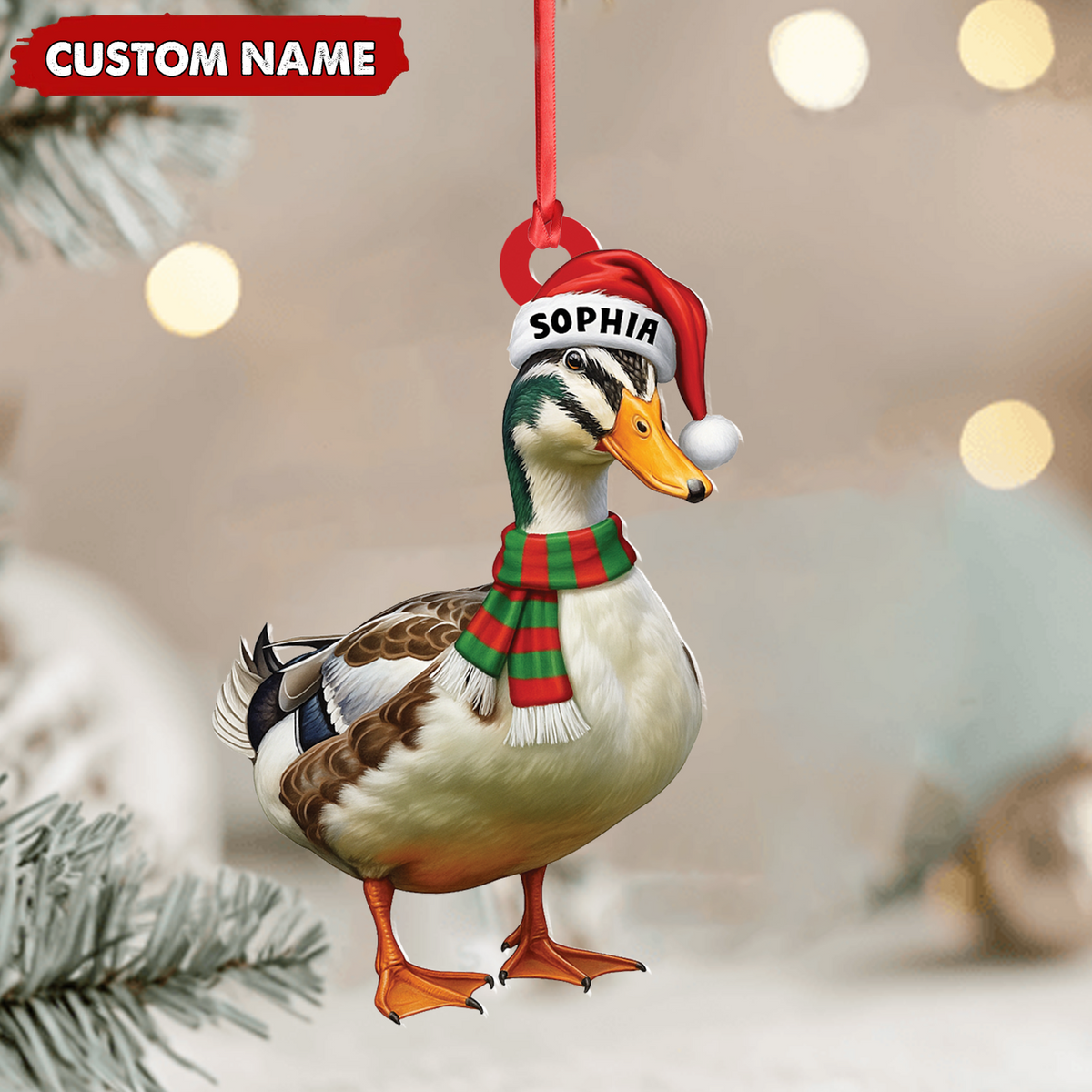 MollyTee Personalized Duck Acrylic Christmas Ornament - Custom Name Holiday Acrylic Gift for Hunters - image 4