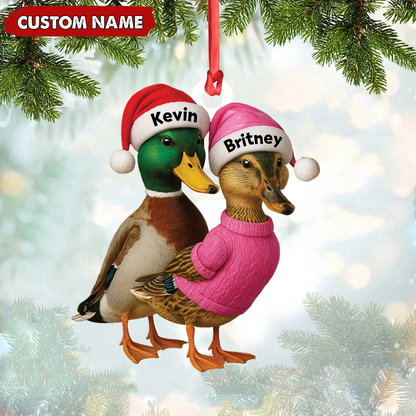 MollyTee Custom Funny Duck Couple Christmas Ornament - Personalized Names, Custom Gift for Couples & Animal Lovers - image 5