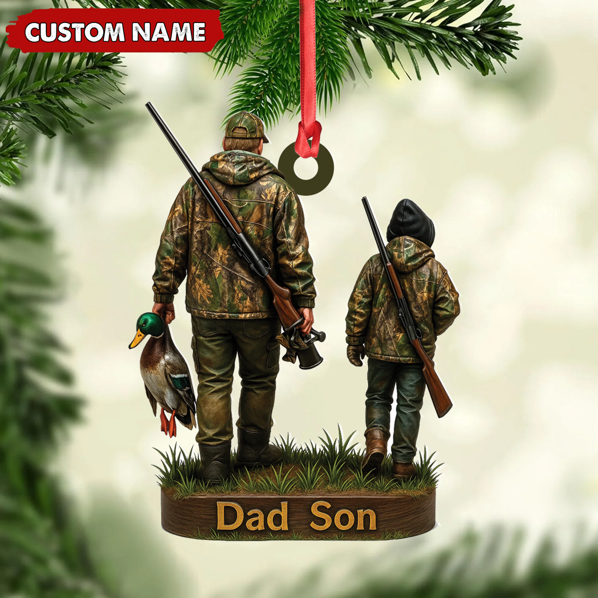 MollyTee Personalized Duck Hunting Ornament for Dad and Son, Father & Son Camo Hunting Decoration, Duck Hunter Gift for Outdoor Lovers - image 4