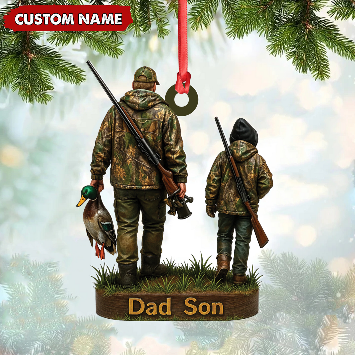 MollyTee Personalized Duck Hunting Ornament for Dad and Son, Father & Son Camo Hunting Decoration, Duck Hunter Gift for Outdoor Lovers - image 3