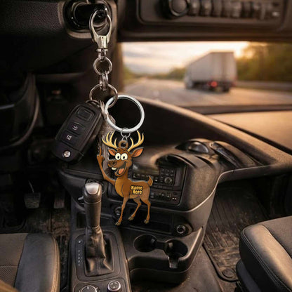 MollyTee Funny Deer Personalized Name Reindeer Butt Pose Ornament And Keychain Custom Gift For Hunters 2D Flat - image 2