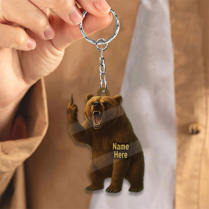 MollyTee Personalized Funny Bear Fukin' Finger Hunting Acrylic Christmas Ornament And Keychain Custom Gift For Hunters 2D Flat - image 1