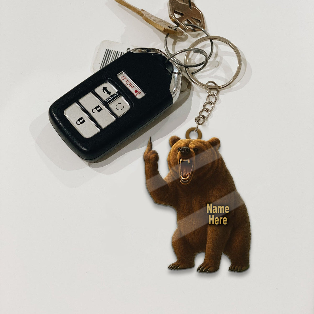 MollyTee Personalized Funny Bear Fukin' Finger Hunting Acrylic Christmas Ornament And Keychain Custom Gift For Hunters 2D Flat - image 2