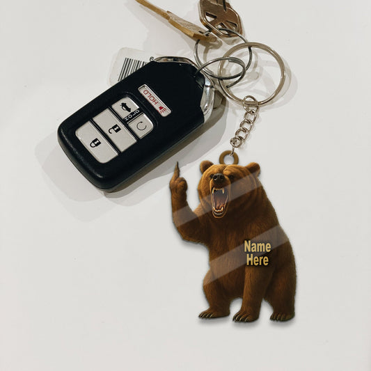 MollyTee Personalized Funny Bear Fukin' Finger Hunting Acrylic Christmas Ornament And Keychain Custom Gift For Hunters 2D Flat - image 2
