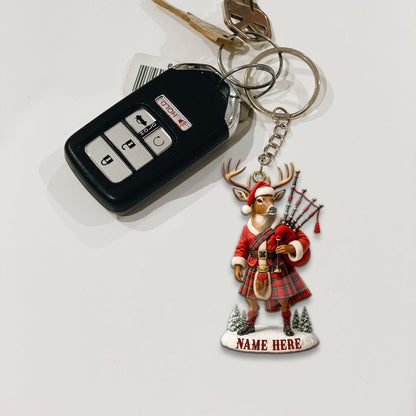 MollyTee Personalized Scottish Deer Ornament, Custom Name Highland Bagpiper Christmas Decoration - image 2