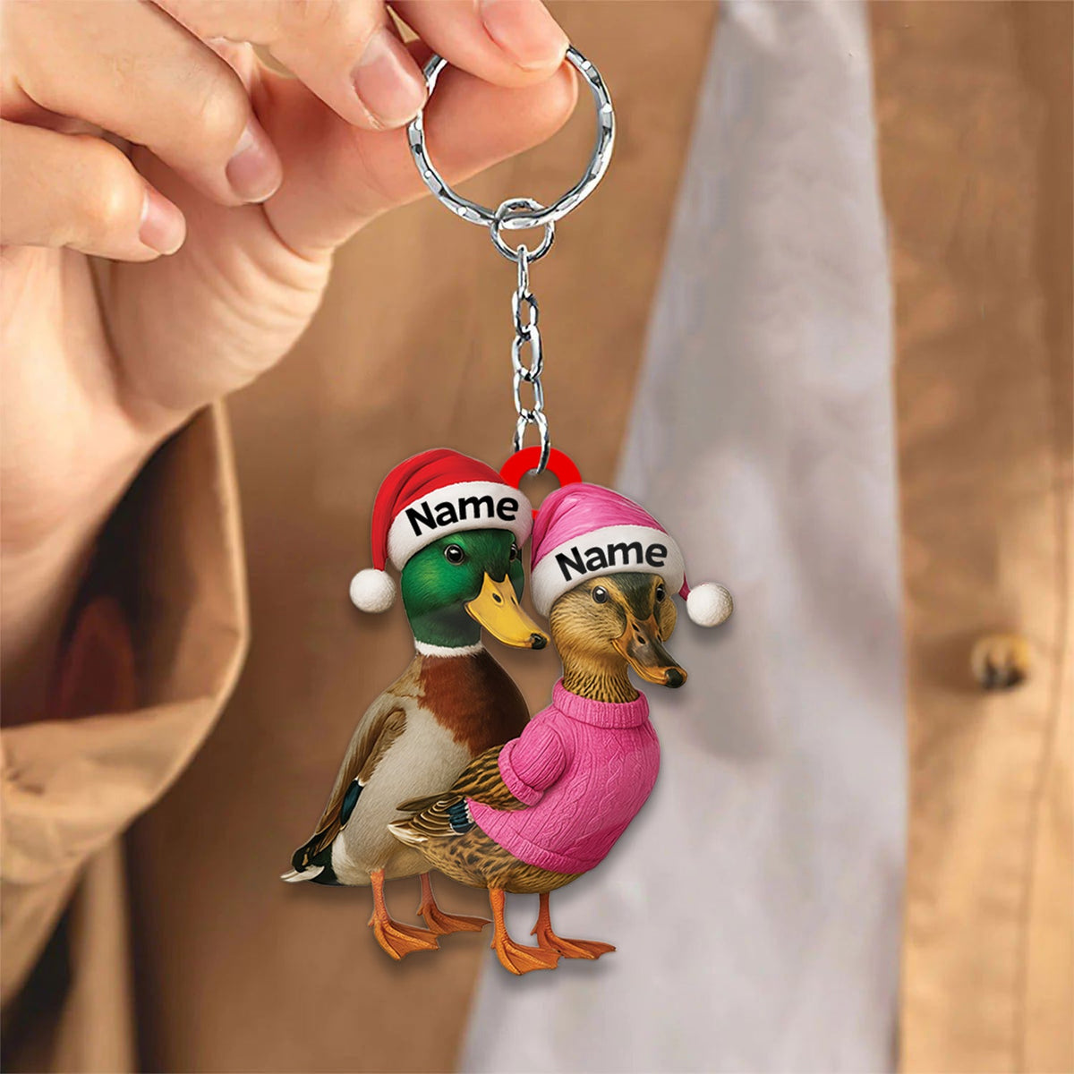 MollyTee Custom Funny Duck Couple Christmas Ornament - Personalized Names, Custom Gift for Couples & Animal Lovers - image 1