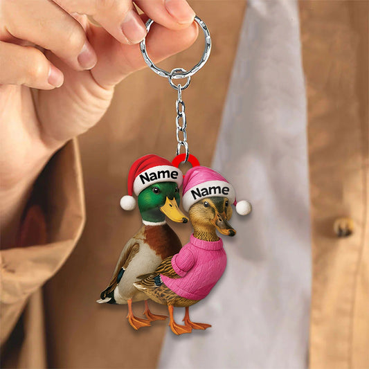 MollyTee Custom Funny Duck Couple Christmas Ornament - Personalized Names, Custom Gift for Couples & Animal Lovers - image 1