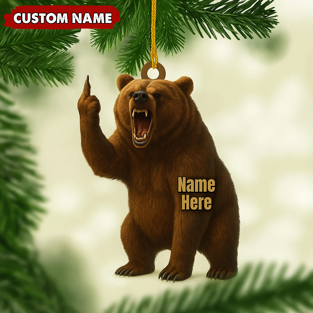 MollyTee Personalized Funny Bear Fukin' Finger Hunting Acrylic Christmas Ornament And Keychain Custom Gift For Hunters 2D Flat - image 3