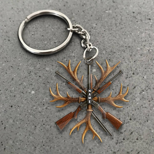 MollyTee Custom Name Hunting Ornament, Antlers and Rifles Christmas Decor for Hunters - image 1