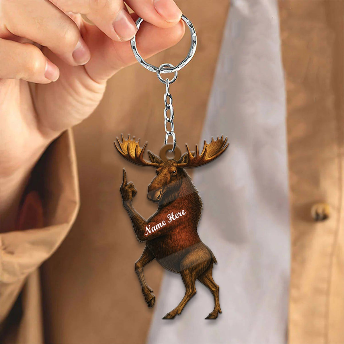MollyTee Personalized Funny Moose Acrylic Christmas Ornament And Keychain- Custom Decoration Holiday Gift for Hunters 2D Flat - image 4