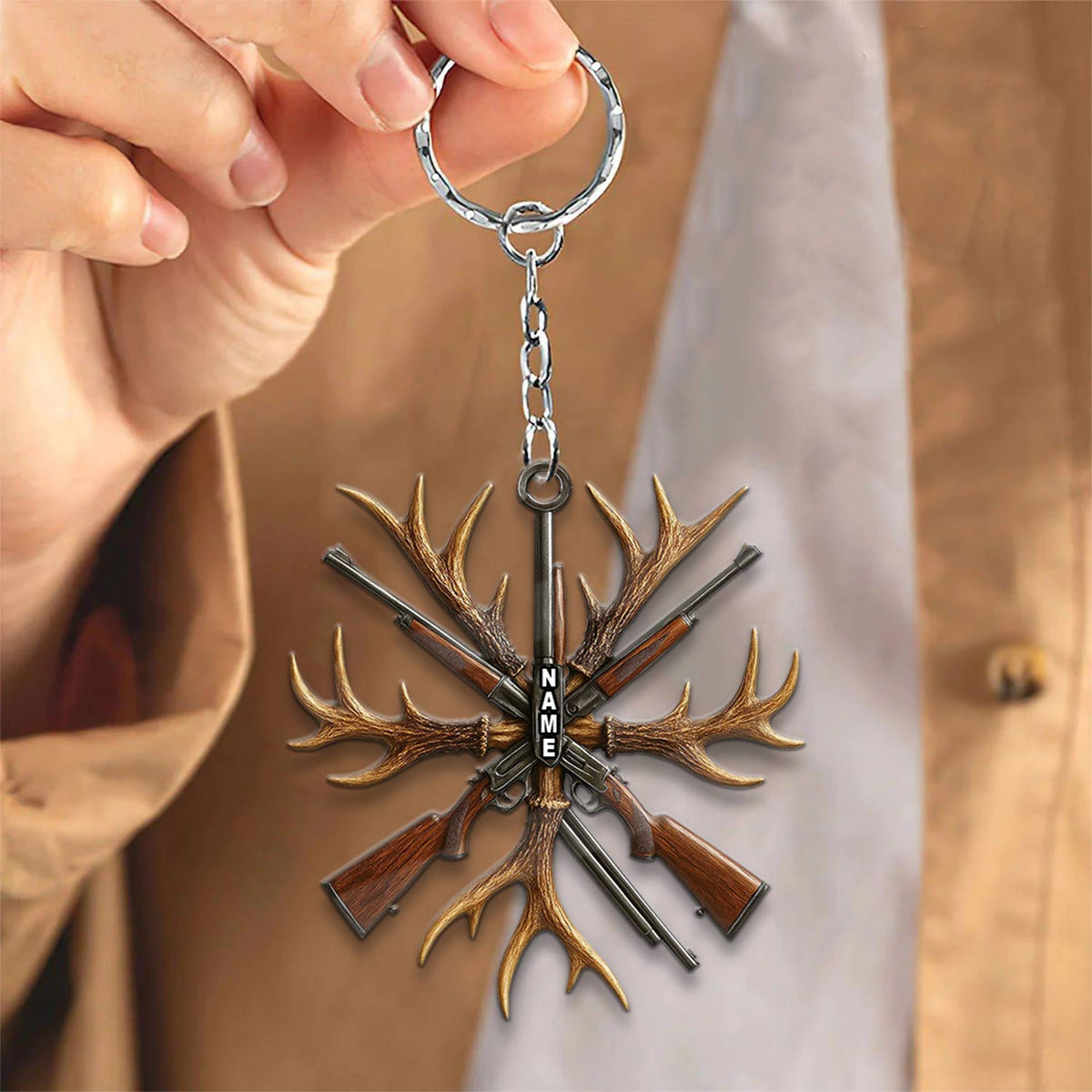 MollyTee Custom Name Hunting Ornament, Antlers and Rifles Christmas Decor for Hunters - image 7