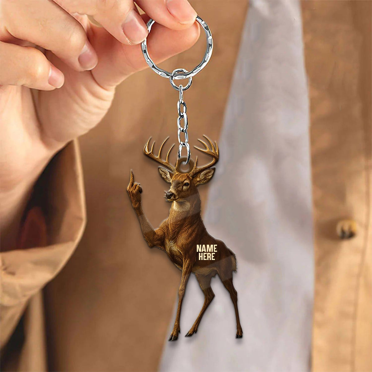 MollyTee Personalized Funny Deer Buck Fukin' Finger Hunting Acrylic Christmas Ornament And Keychain Custom Gift For Hunters 2D Flat - image 3