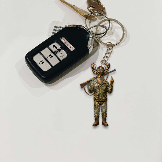 MollyTee Personalized Camo Deer Hunter Attitude Hunting Acrylic Christmas Ornament And Keychain Custom Gift For Hunters 2D Flat - image 2