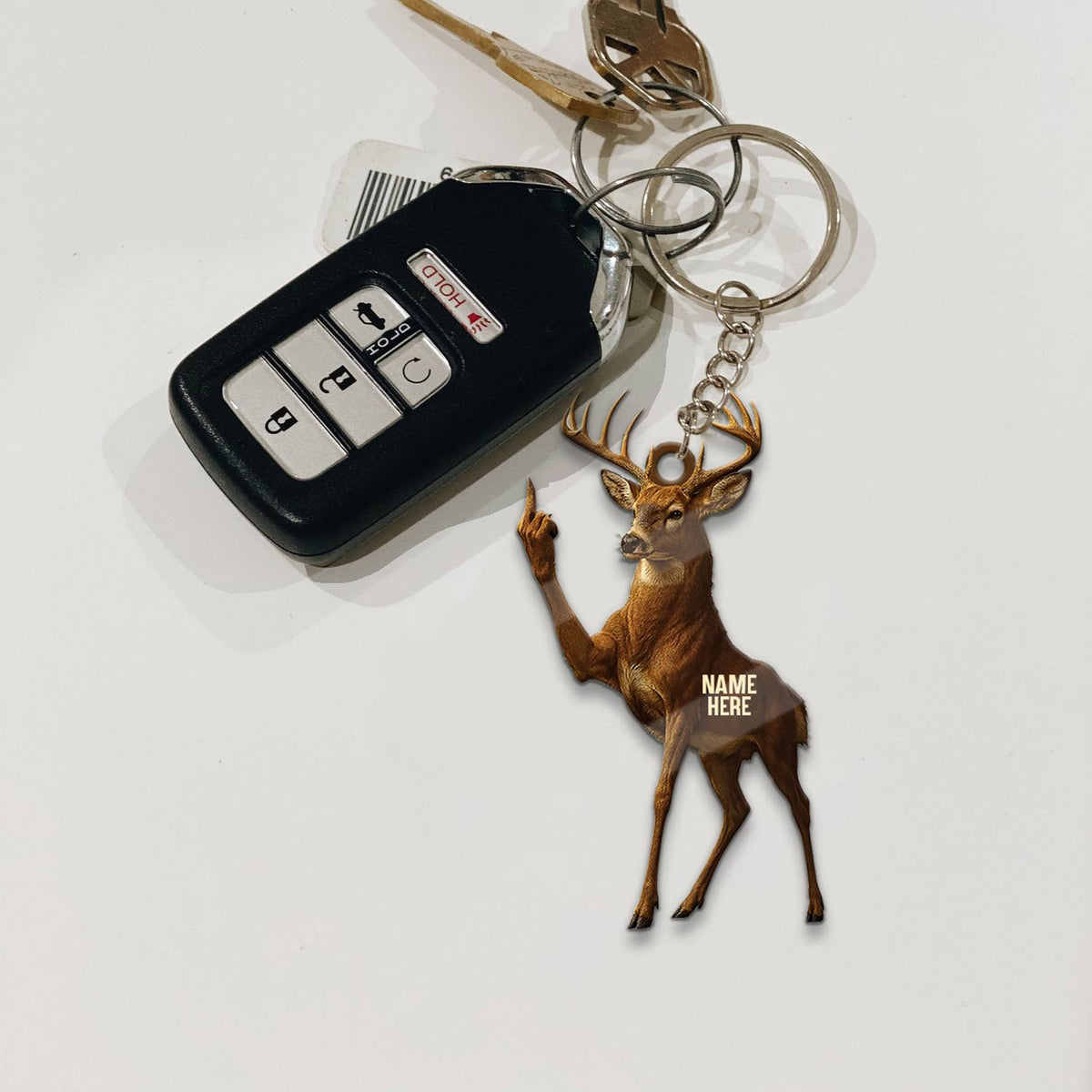 MollyTee Personalized Funny Deer Buck Fukin' Finger Hunting Acrylic Christmas Ornament And Keychain Custom Gift For Hunters 2D Flat - image 8