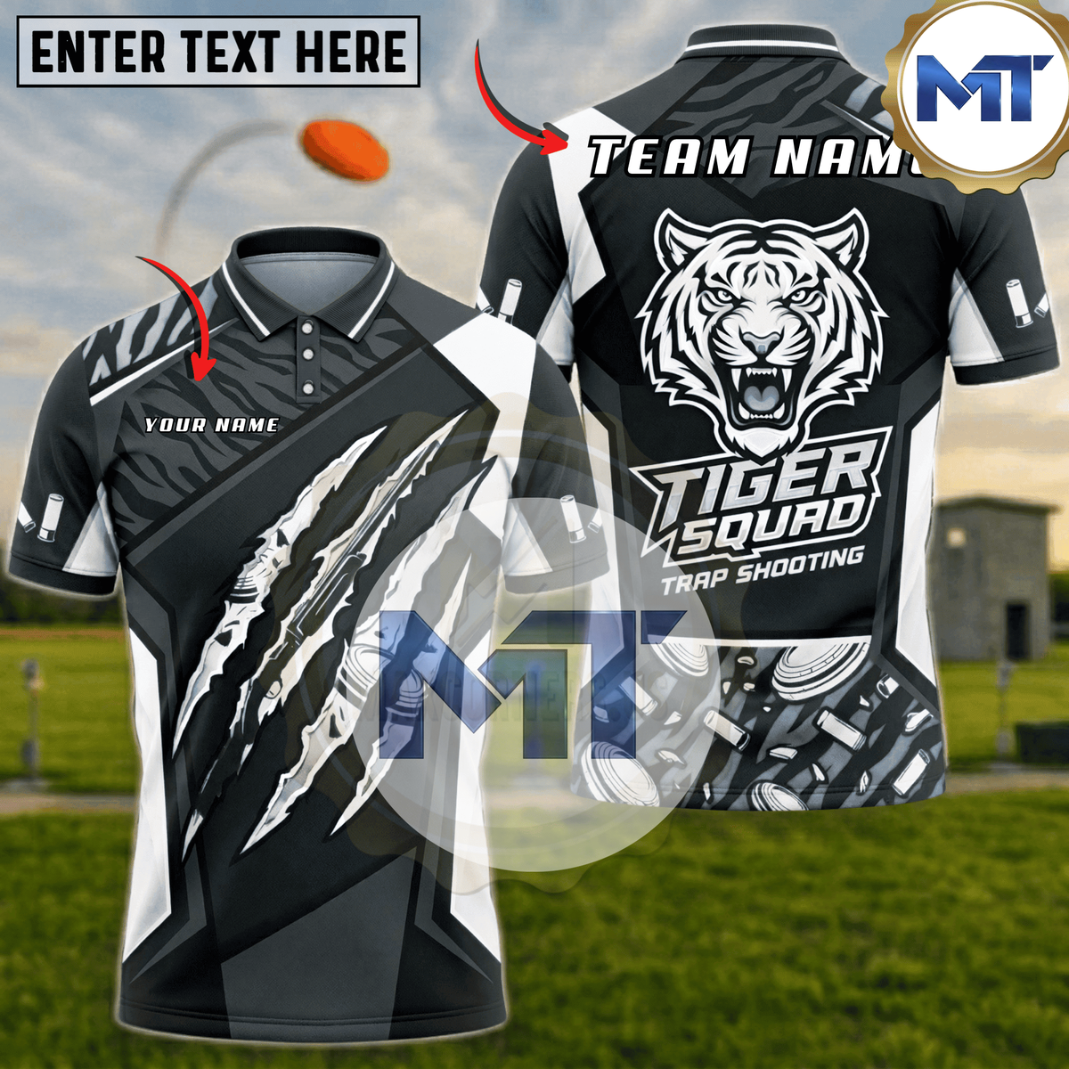 Tiger Squad Claw Scratch Trap Skeet Shooting Shirt - White