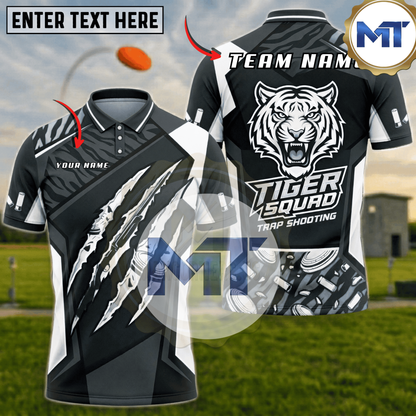 Tiger Squad Claw Scratch Trap Skeet Shooting Shirt - White