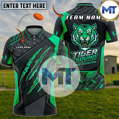 Tiger Squad Claw Scratch Trap Skeet Shooting Shirt - Green