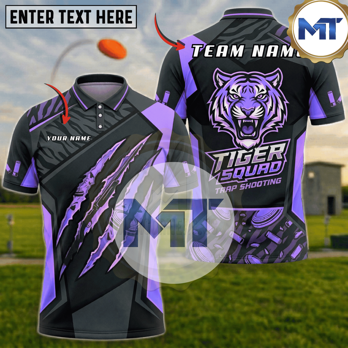 Tiger Squad Claw Scratch Trap Skeet Shooting Shirt - Purple
